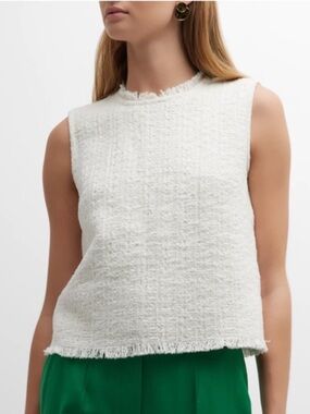 Frances Valentine Twiggy fringe top cotton boucle cream size XL NWOT